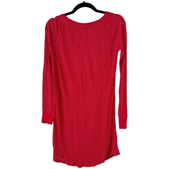 Live Love Dream Red Polka Dot Waffle Knit All You Need Is Sleep Nightgown Sz XS - Picture 2 of 5